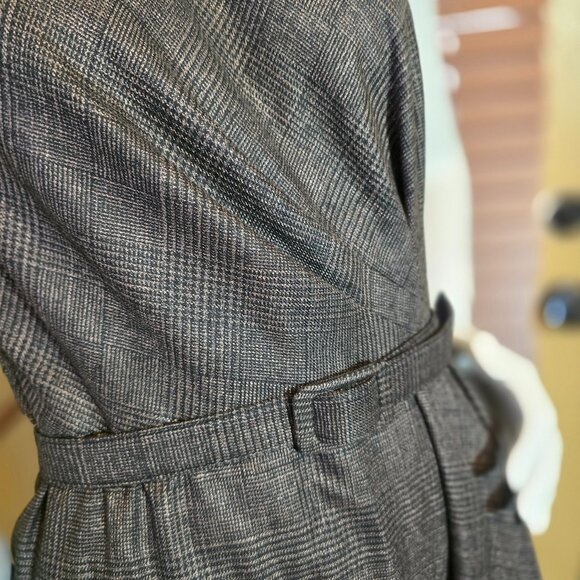 ANTONIO MELANI Professional Belted Sleeveless Brown Plaid Dress sz 4 - Picture 11 of 13
